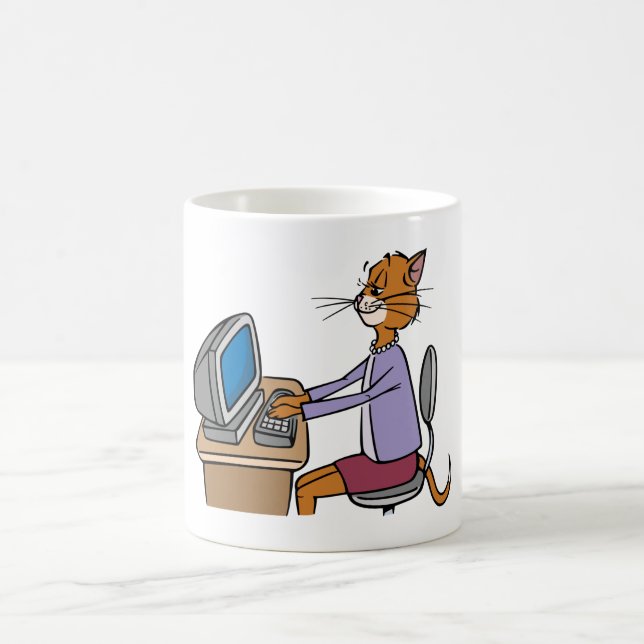 Funny Secretary Cat Cartoon Office Humor  Coffee Mug (Center)