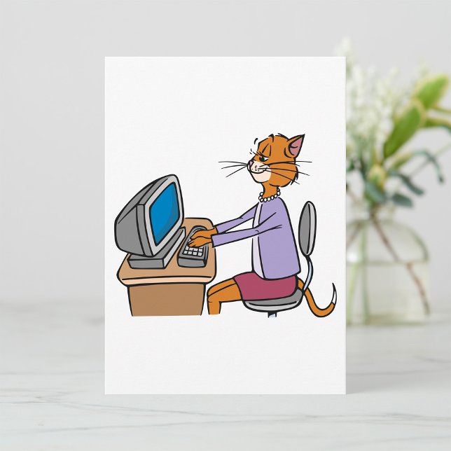 Funny Secretary Cat Cartoon Office Humor  Invitation (Creator Uploaded)