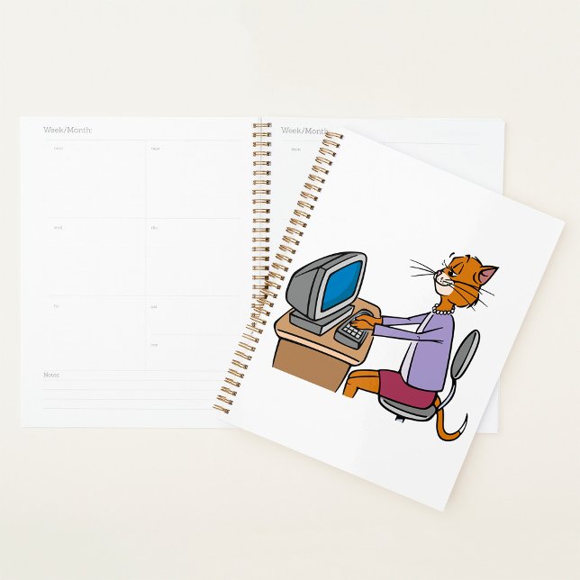 Funny Secretary Cat Cartoon Office Humor  Planner (Creator Uploaded)