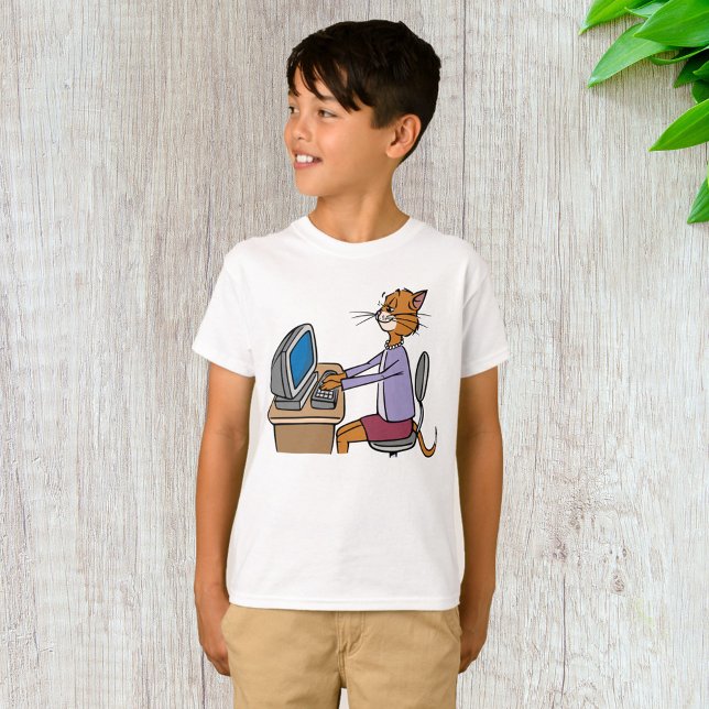 Funny Secretary Cat Cartoon Office Humor  T-Shirt (Creator Uploaded)