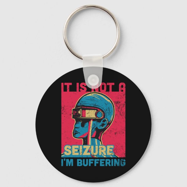 Funny Seizure - Purple ribbon for Epilepsy Awarene Keychain (Front)