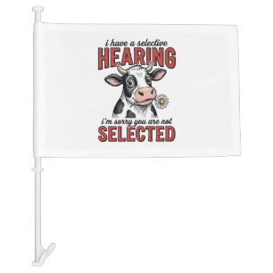 Funny Selective Hearing Cow Vintage Shirt Design_1 Car Flag