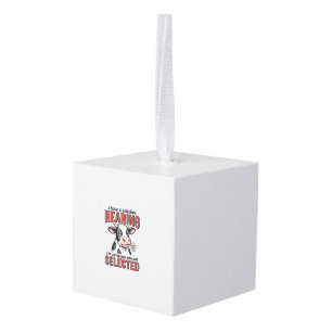 Funny Selective Hearing Cow Vintage Shirt Design_1 Cube Ornament
