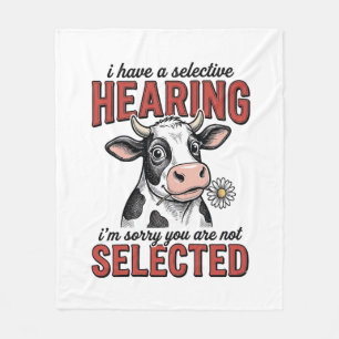 Funny Selective Hearing Cow Vintage Shirt Design_1 Fleece Blanket