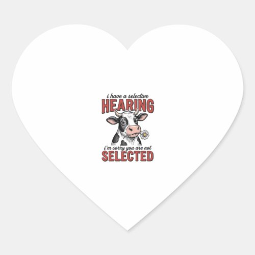 Funny Selective Hearing Cow Vintage Shirt Design_1 Heart Sticker