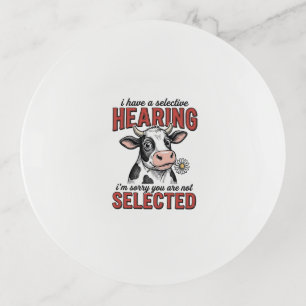 Funny Selective Hearing Cow Vintage Shirt Design_1 Trinket Tray