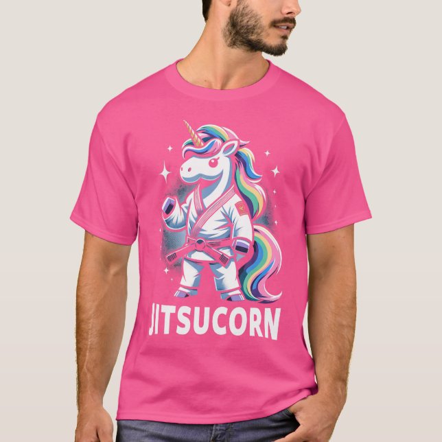 Funny Self Defense Bjj Shirt Cute Unicorn Jiu Jits (Front)