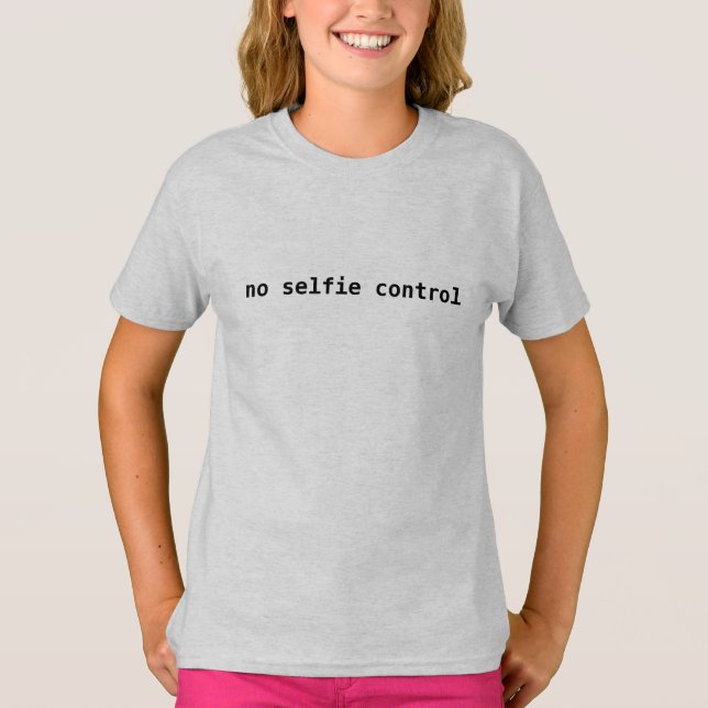  Funny Selfie Humor Tee, "No Selfie Control" Kids T-Shirt (Front)