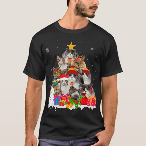 Funny Selkirk Rex Christmas Tree Pet Cat Lover Gif T_Shirt