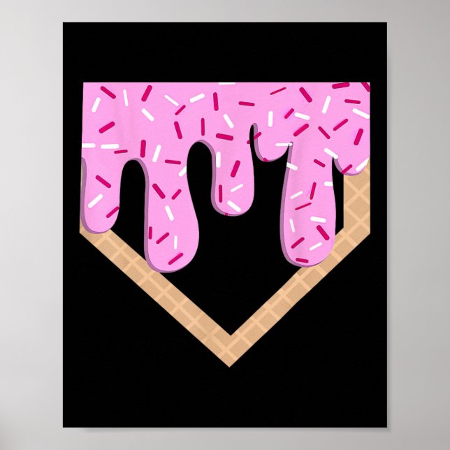 Funny Sell Ice Cream Dripping Sell Home Plate Drip Poster (Front)