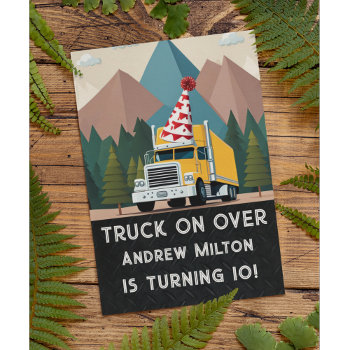 Funny Semi Truck Birthday Equipment Party Invitation by TheShirtBox at Zazzle