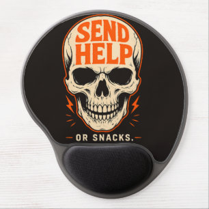 Funny Send Help Or Snacks Retro Skull Gel Mouse Pad