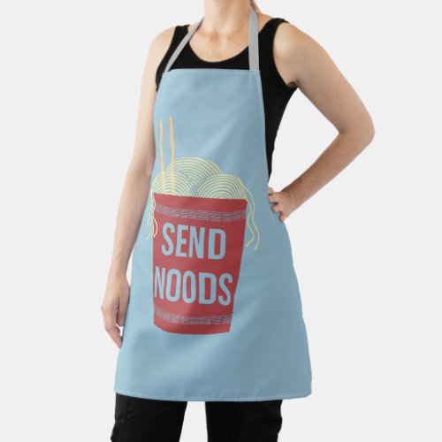 Funny Send Noods Ramen Cup of Noodles Red and Blue Apron