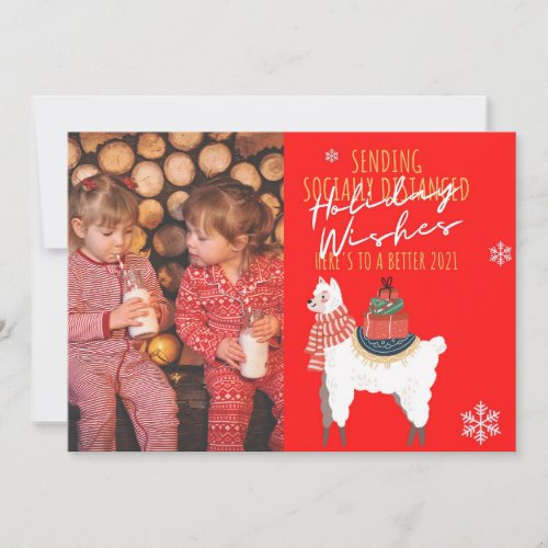 Funny Sending Socially Distanced Wishes PHOTO Holiday Card