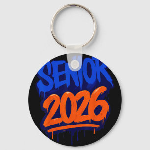 Funny Senior 2026 Orange And Blue Graduation Drip Keychain