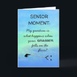 Funny Senior Add Name Age Happy Birthday Card<br><div class="desc">True story. Answer: Ask for a back-up grabber for your birthday. :) Dilemma solved. We provide a subtle jab to the birthday guy or gal by warning them of what's to come as they age. Things we never thought of when we were younger. Good card for family or friends or...</div>