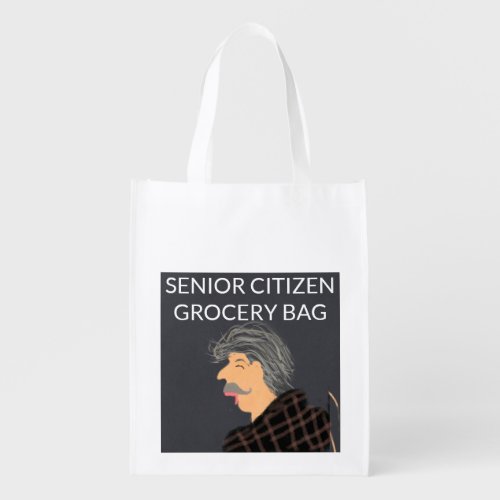 Funny Senior Citizen Elderly Man Grocery Bag