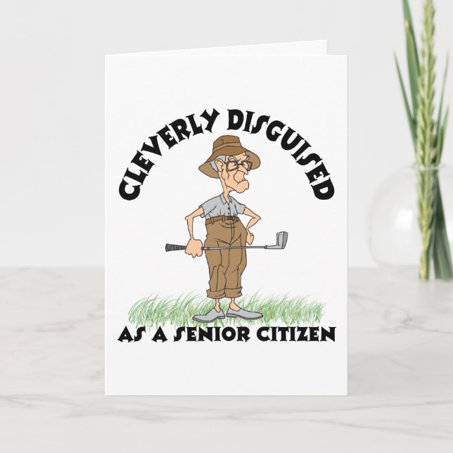Funny Senior Citizen Golfer Holiday Card (Front)