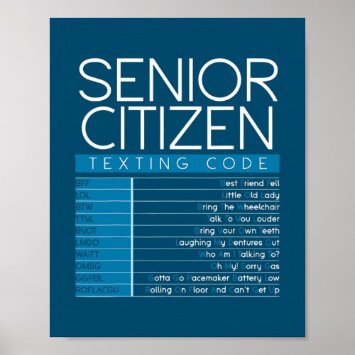 Funny Senior Citizen Texting Code Cool Grandpa Poster
