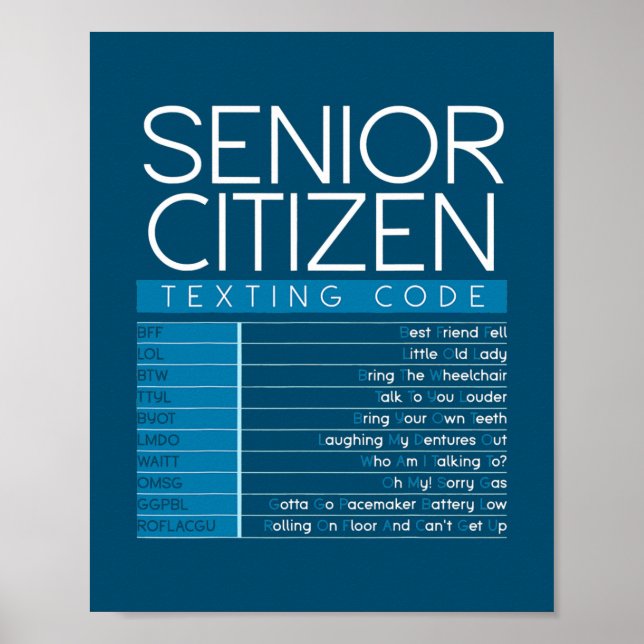 Funny Senior Citizen Texting Code Cool Grandpa Poster (Front)