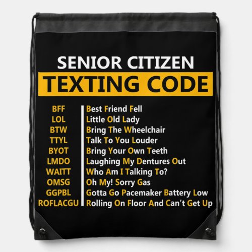 Funny Senior Citizens Texting Code Design Gift Drawstring Bag