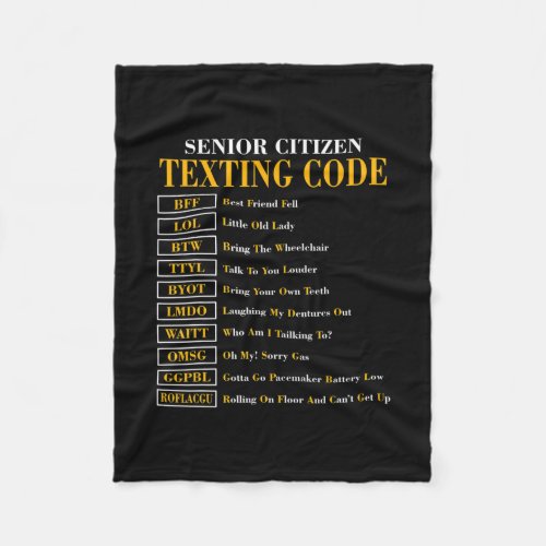 Funny Senior Citizens Texting Code For Old Fleece Blanket