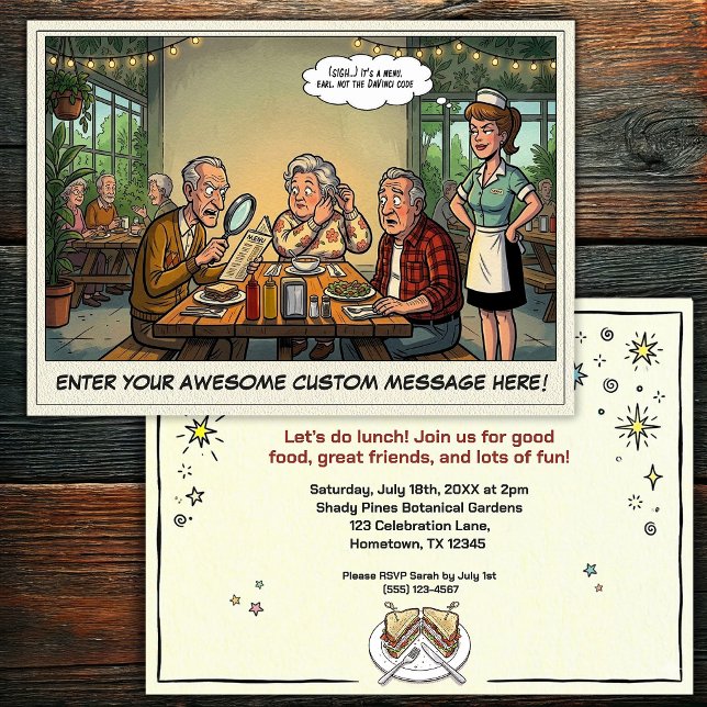 Funny Senior Lunch Group Invitation (Creator Uploaded)