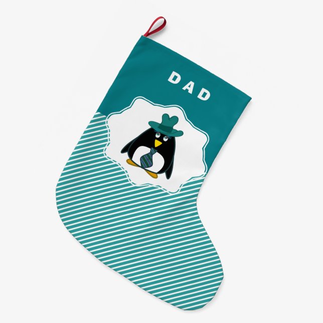 Funny Senior Penguin Dad's Christmas Stockings (Front (Hanging))