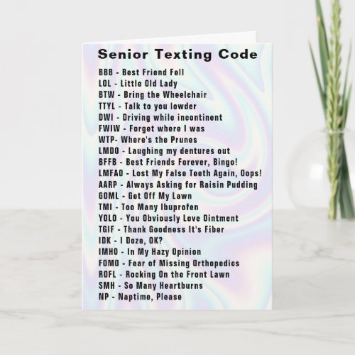 Funny Senior Texting Code Card