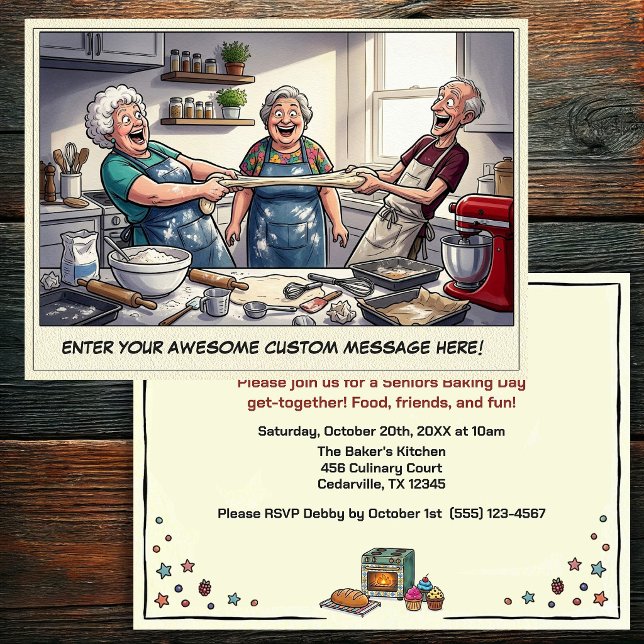Funny Seniors Baking Get-together Invitation (Creator Uploaded)