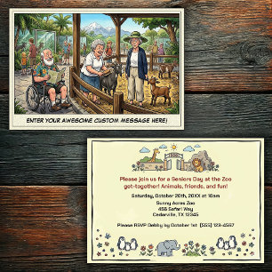 Funny Seniors Day at the Zoo Get-together Invitat Invitation