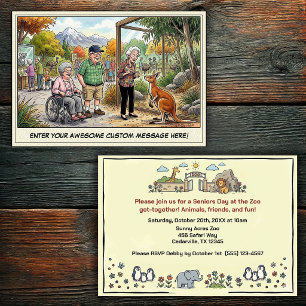 Funny Seniors Day at the Zoo Get-together Invitat Invitation