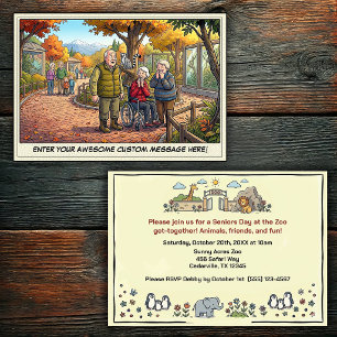 Funny Seniors Day at the Zoo Get-together Invitat Invitation