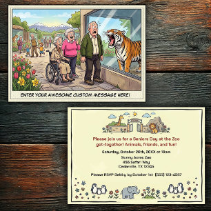 Funny Seniors Day at the Zoo Get-together Invitat Invitation