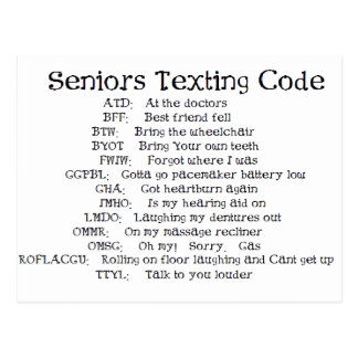 funny Seniors texting code Postcard