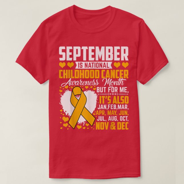 Funny September Is National Childhood Cancer Aware T-Shirt (Design Front)