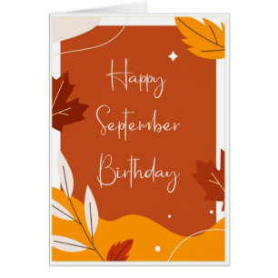 Funny September Month Birthday Autumn leaves Cards