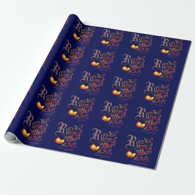Funny Serial Killer Typography Spooky Pumbkin Wrapping Paper (Unrolled)