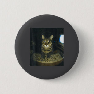 Funny Serious Gamer Cat Lovers Stud Kitty Cat Meme Button
