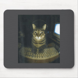 Funny Serious Gamer Cat Lovers Stud Kitty Cat Meme Mouse Pad