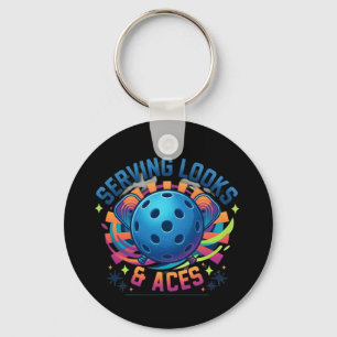 Funny Serving Looks & Aces Custom Name Keychain