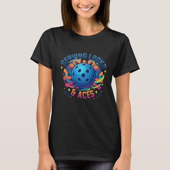 Funny Serving Looks & Aces Custom Name T-Shirt (Front)
