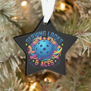 Funny Serving Looks & Aces Quote Personalized Name Ornament