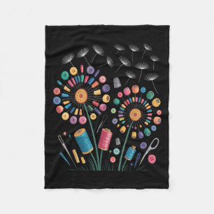 Funny Sewing Dandelion Flowers Thread Buttons Quil Fleece Blanket
