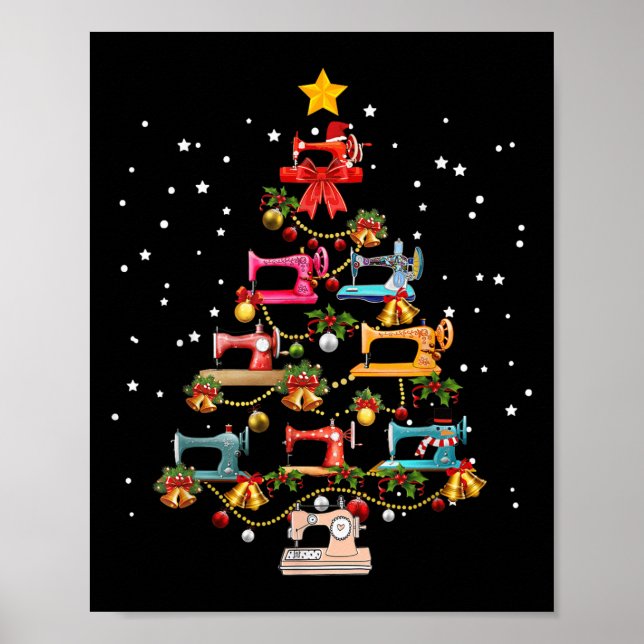 Funny Sewing Machine Christmas Tree Christmas Orna Poster (Front)
