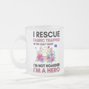 Funny Sewing Quote Vintage Floral Sewing Machine Frosted Glass Coffee Mug