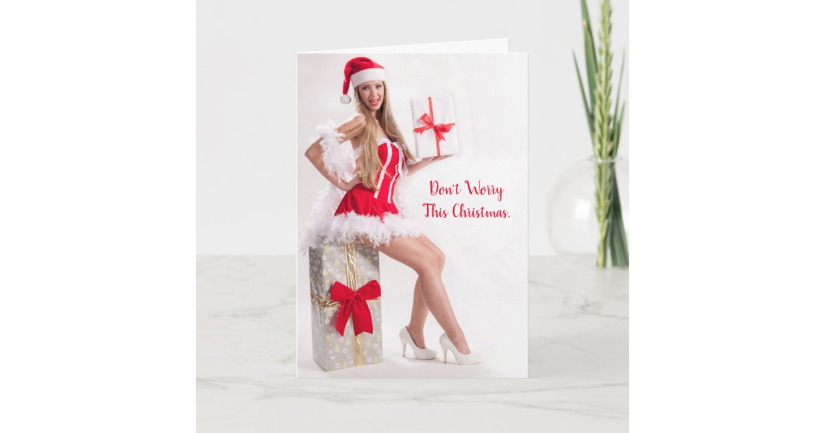 Funny Sexy Beautiful Woman Christmas Card | Zazzle Funny Sexy Beautiful Woman Christmas Card | Zazzle