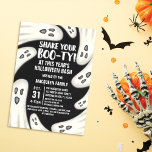Funny Shake Your Boo-ty Glowing Ghosts Halloween Invitation<br><div class="desc">This cute and cool Halloween party invitation is the perfect design for your guests. It features hand-drawn ghost illustrations swirling around the border on top of a black abstract background. It includes the phrase, "Shake your boo-ty, " in white glowing typography. It funny, modern, simple, unique, and scary; the perfect...</div>