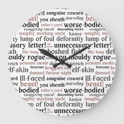 Funny Shakespeare Insult Classic Literature Book  Large Clock