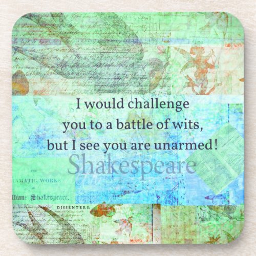 Funny Shakespeare insult quotation Elizabethan art Beverage Coaster